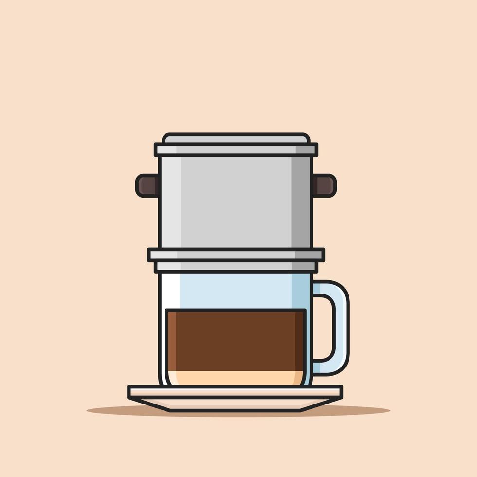 coffee brewing method with vietnamese drip vector