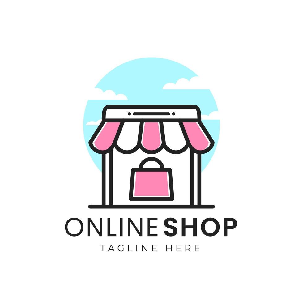 concepto de logotipo de tienda en línea simple vector