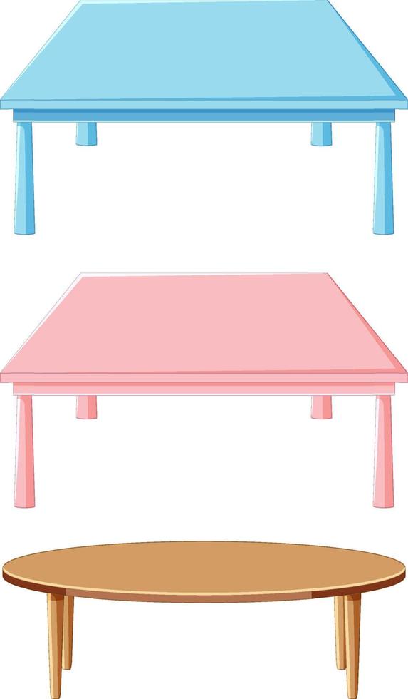 mesa de niño diferente sobre fondo blanco vector