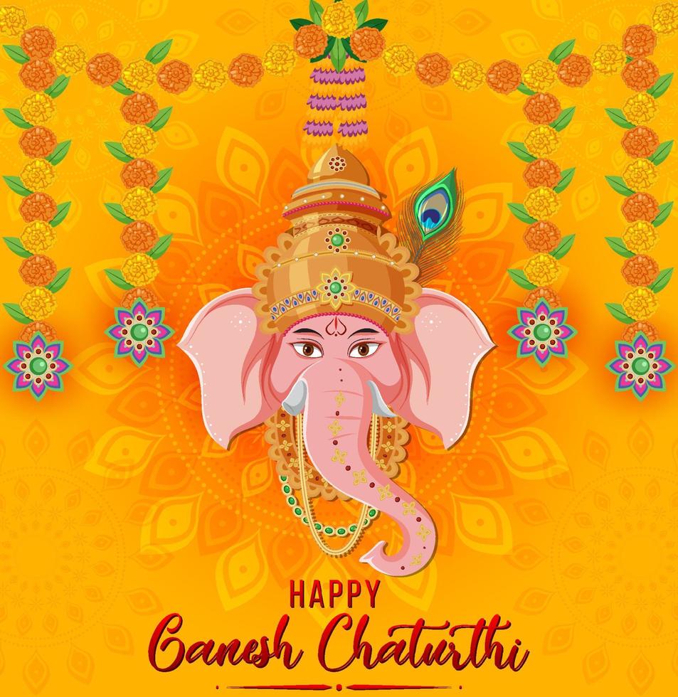 feliz ganesh chaturthi cartel vector