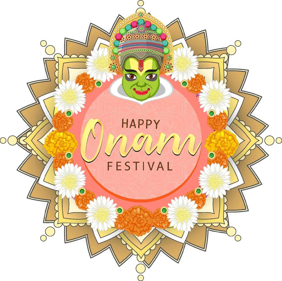 Onam Hindu harvest festival poster vector