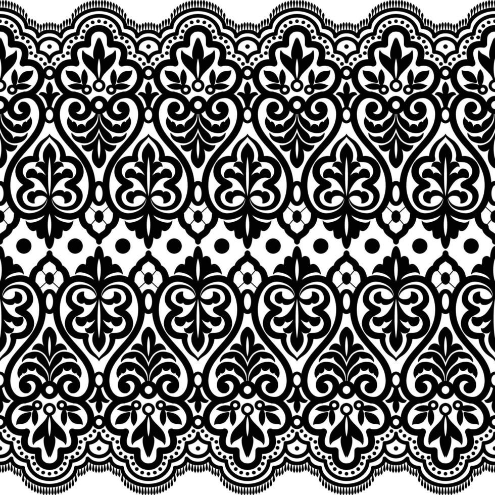 Vertical Seamless Pattern Black Lace. vector