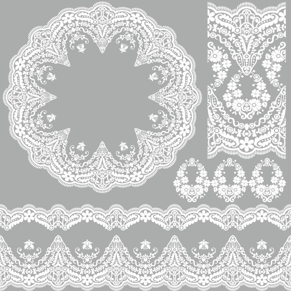 Seamless lace set vector