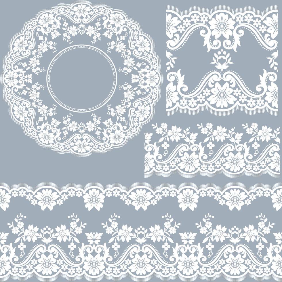 Seamless lace set vector