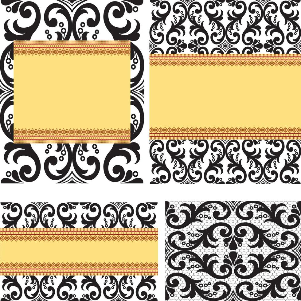 seamless damask backgrounds set vector