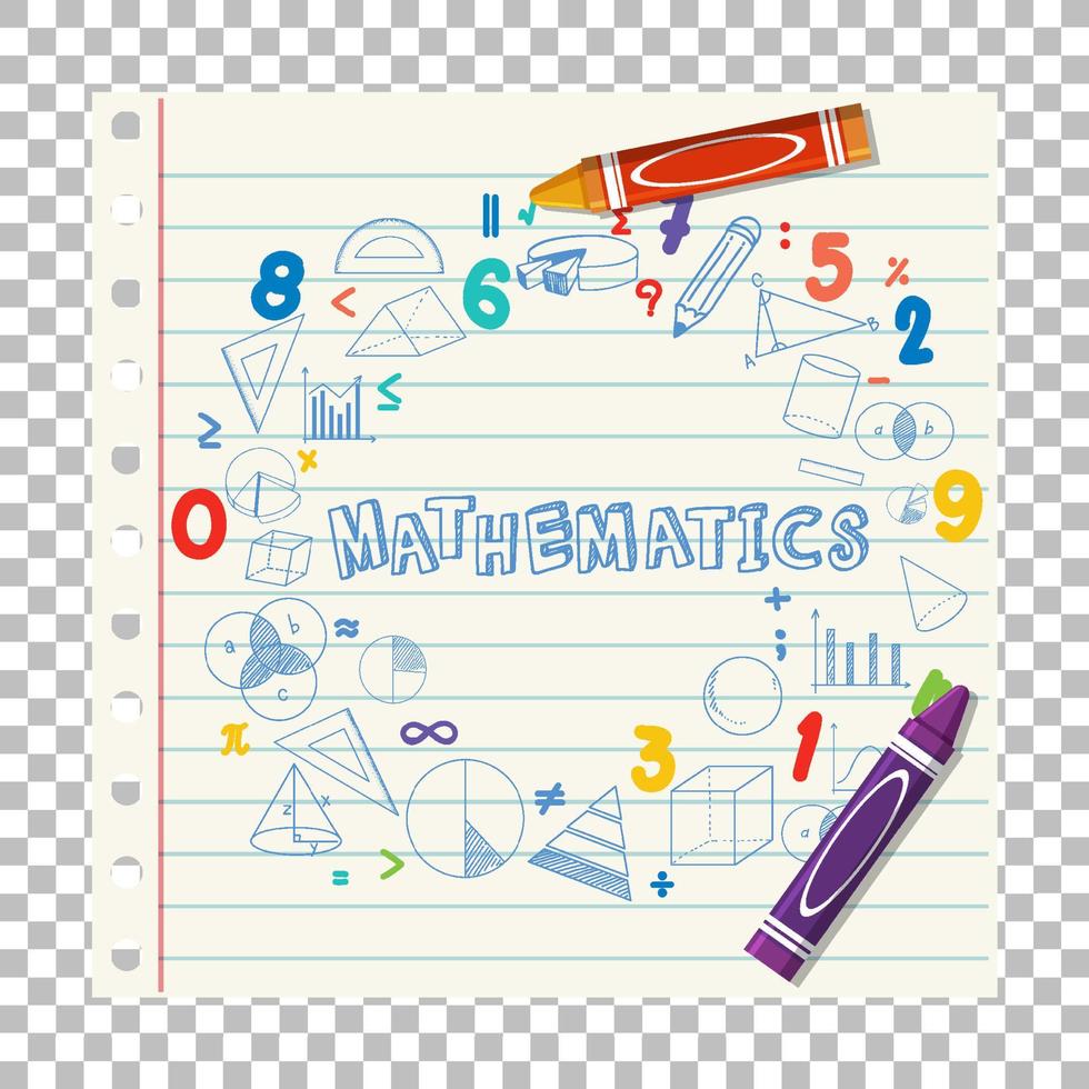 Doodle math formula with Mathematics font on notebook page vector