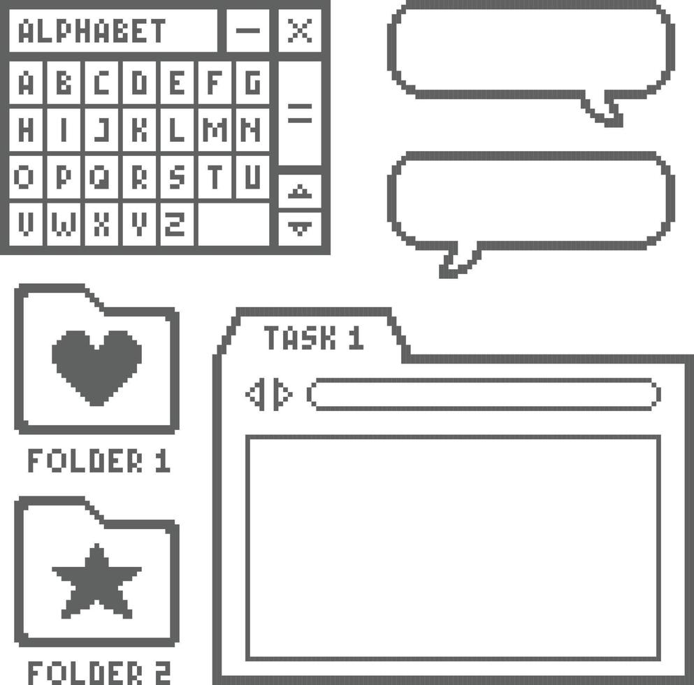 User interface 8 bit pixel art icon vector