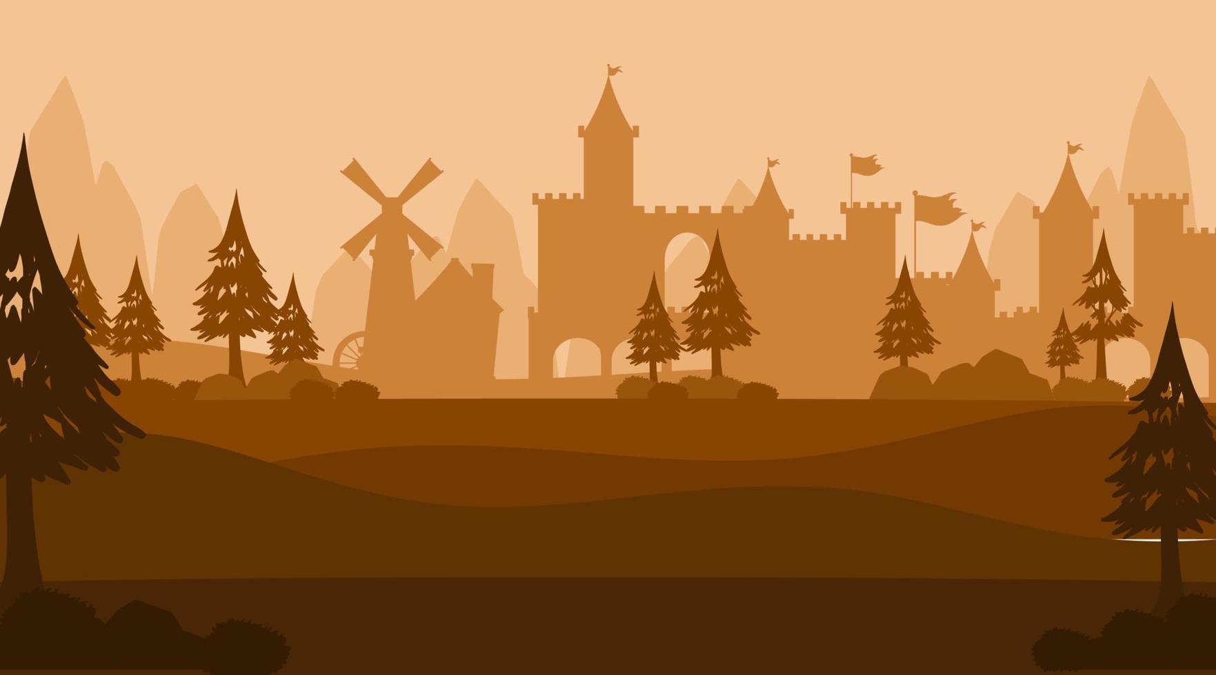 fondo medieval de silueta vacía vector