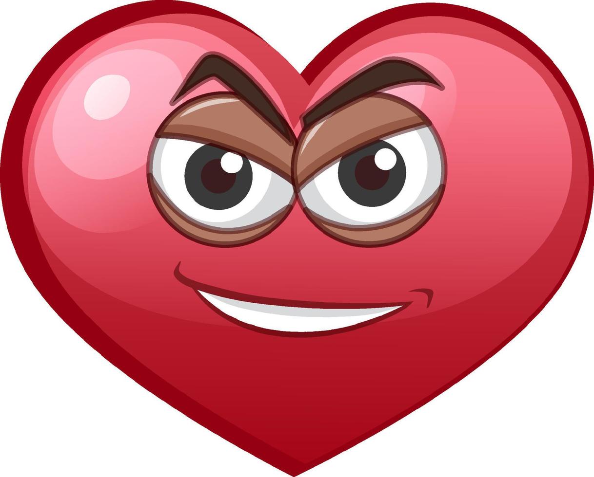 Emoticono de corazón de mala sonrisa sobre fondo blanco. vector