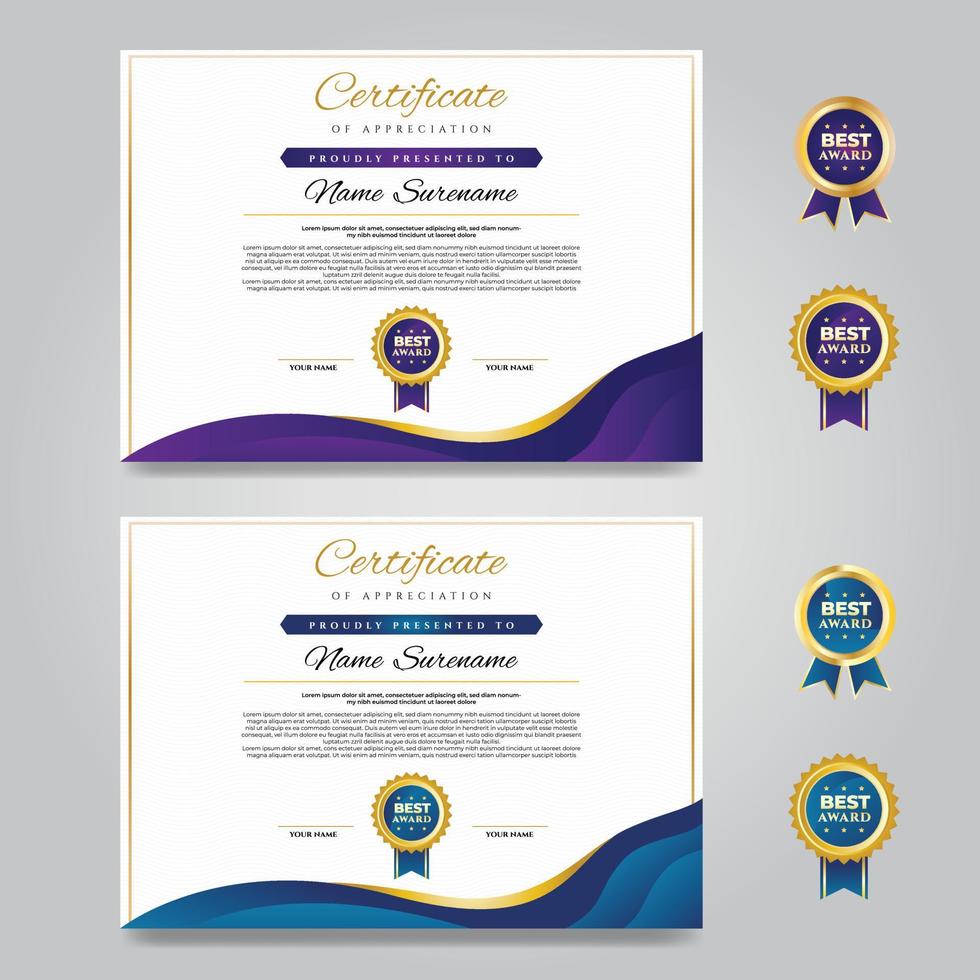 Elegant Purple and Turquoise Certificate Design Template with Wavy Texture vector