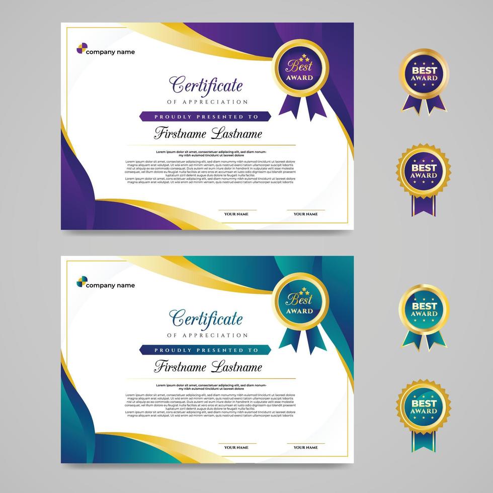 Elegant Luxury Green And Purple Certificate Design Template vector