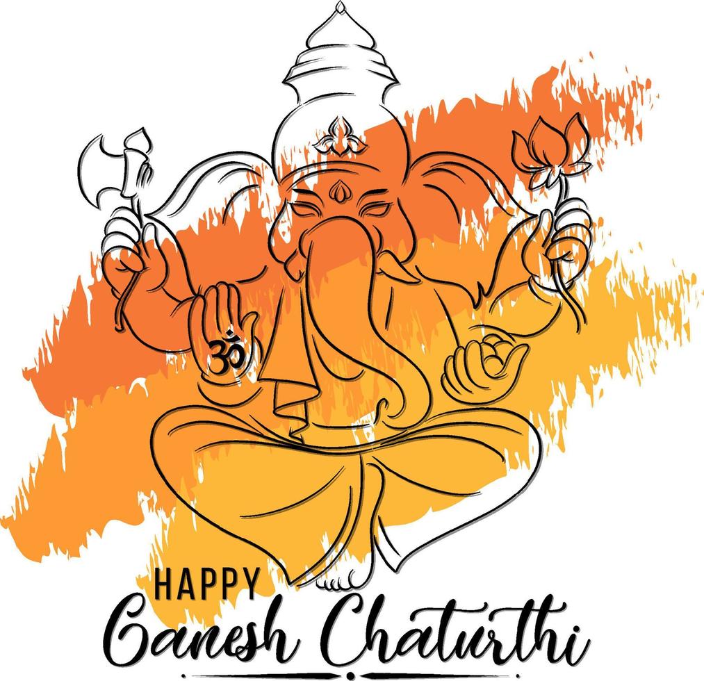 feliz ganesh chaturthi cartel vector