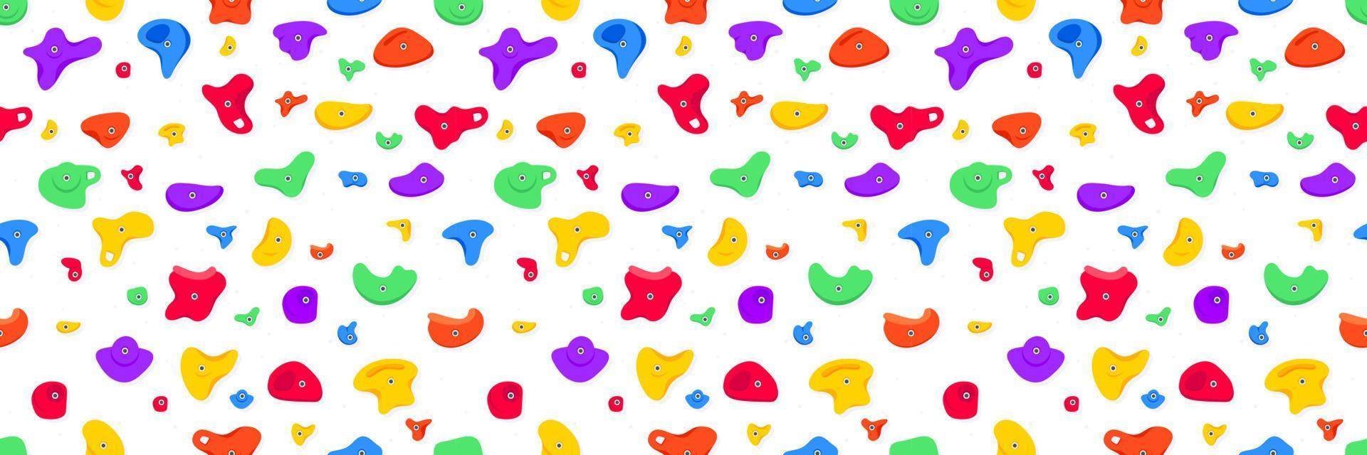Seamless pattern of climbing grips or holds in the gym bouldering training flat style design vector illustration.