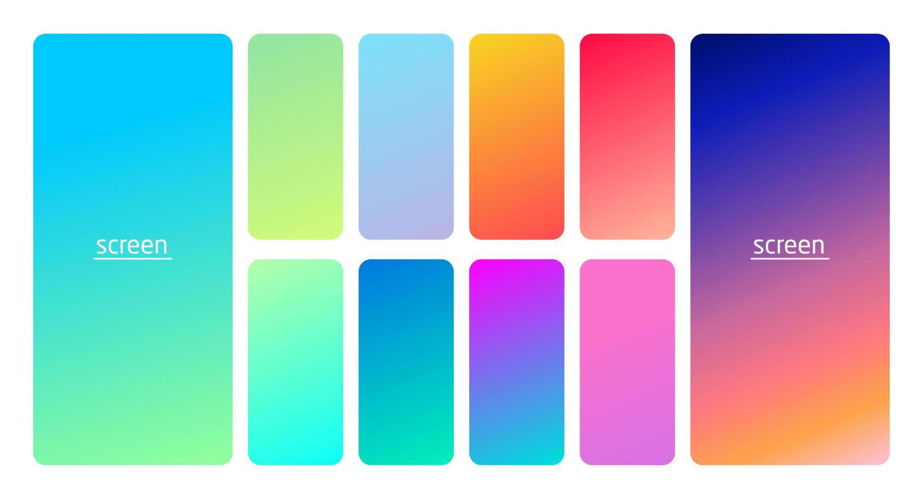 Pastel gradient smooth and soft vibrant color background set. vector