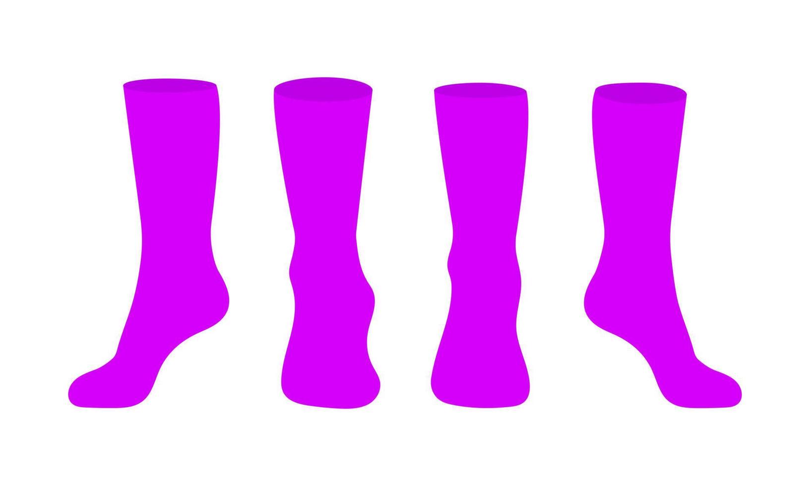 Purple socks template mockup flat style design vector illustration set.