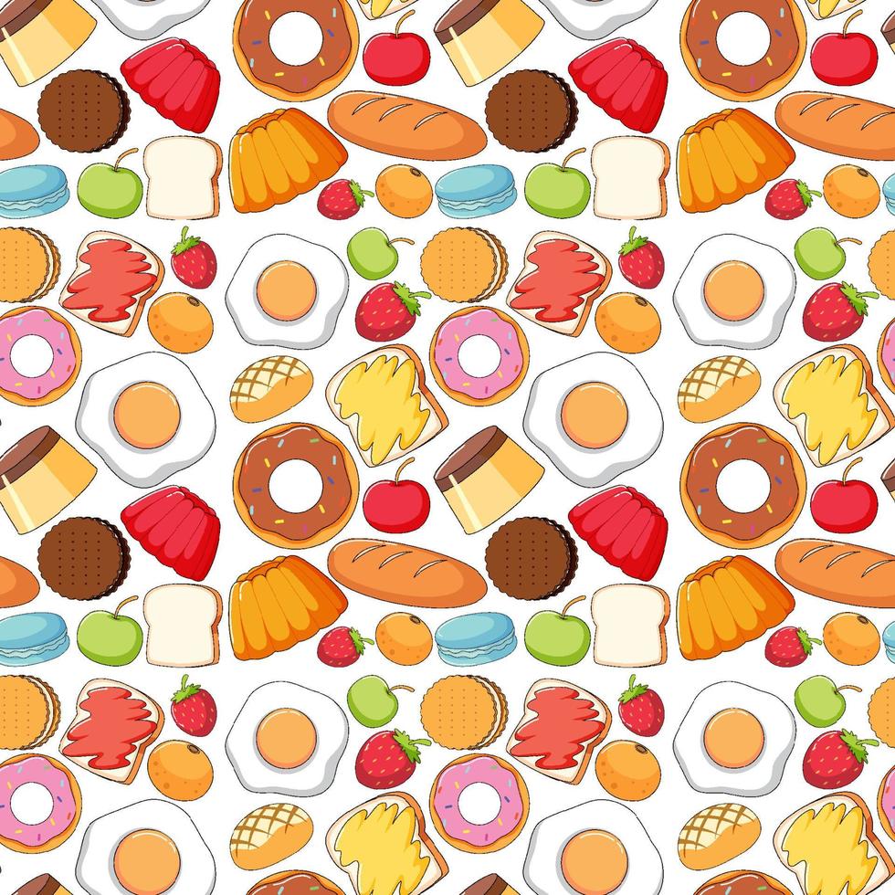 Seamless background design with food and desserts vector