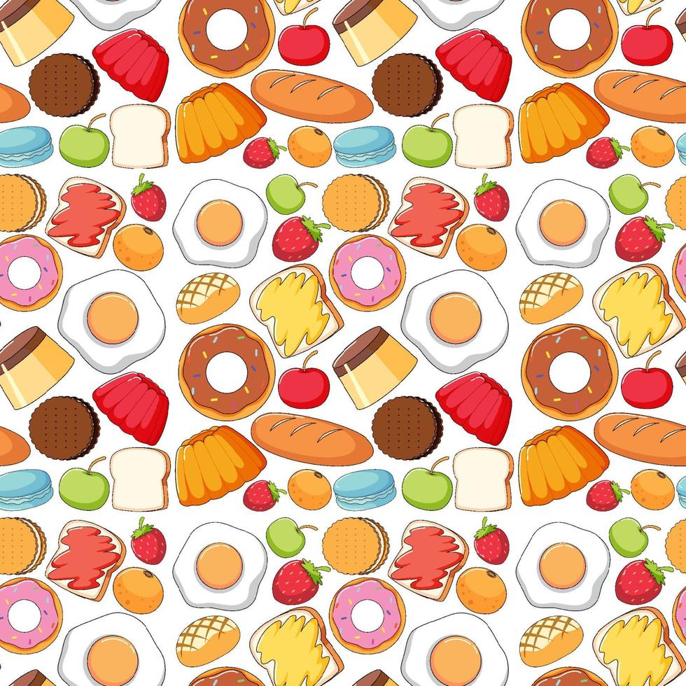 Seamless background design with food and desserts vector