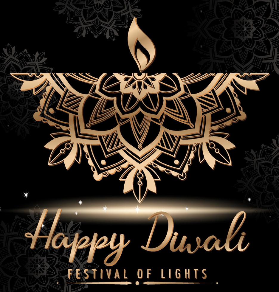 cartel del festival feliz de las luces de diwali vector