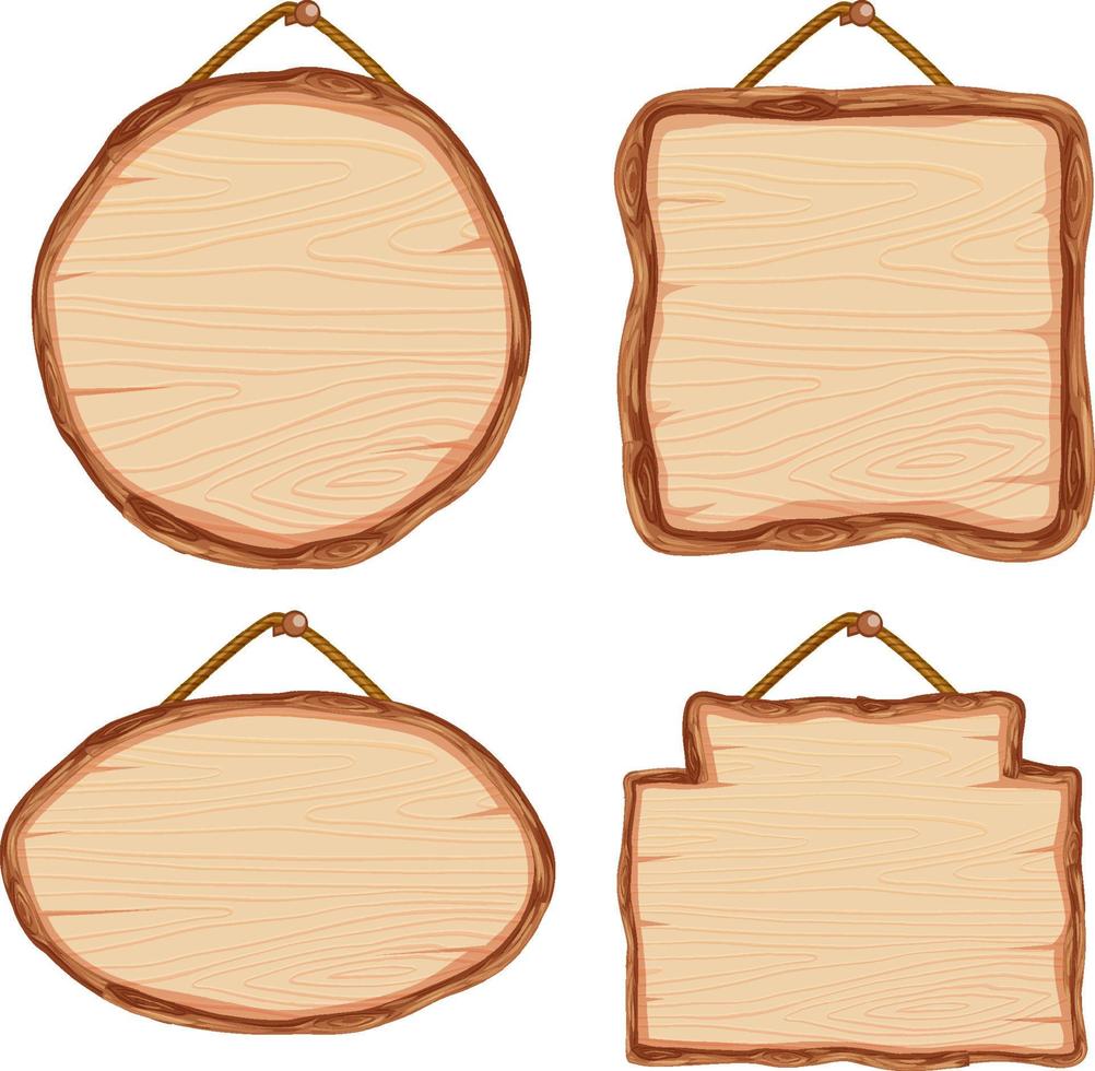 Set of different wooden sign boards vector