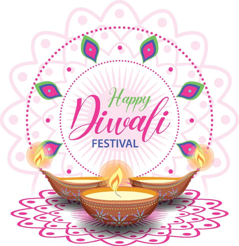 cartel del festival indio feliz diwali vector