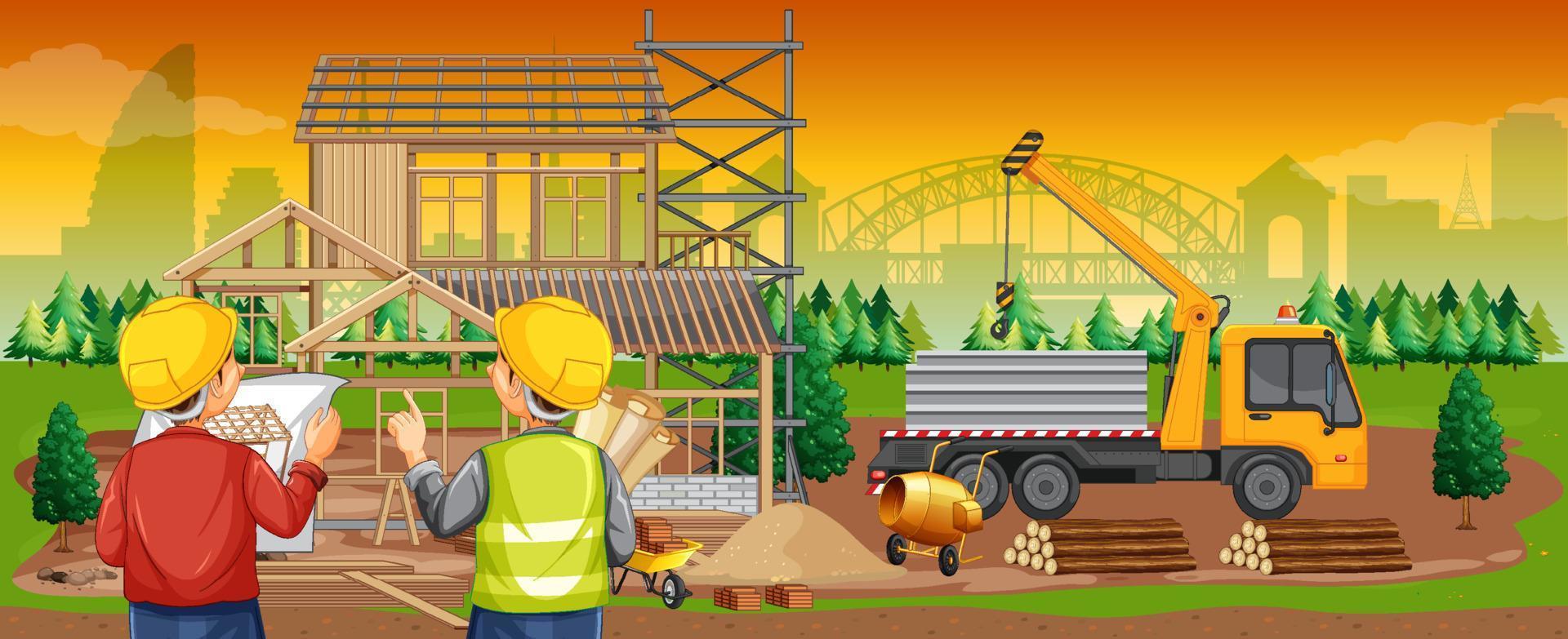 Building construction site background vector