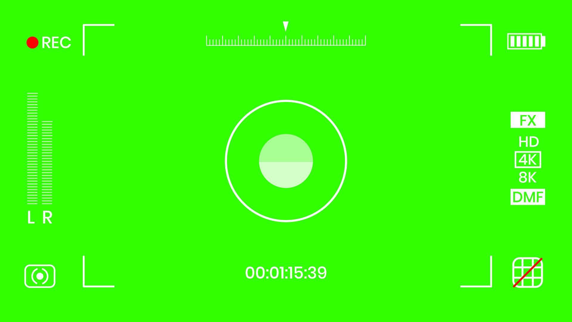 Green colored chroma key camera rec frame viewfinder overlay background screen flat style design