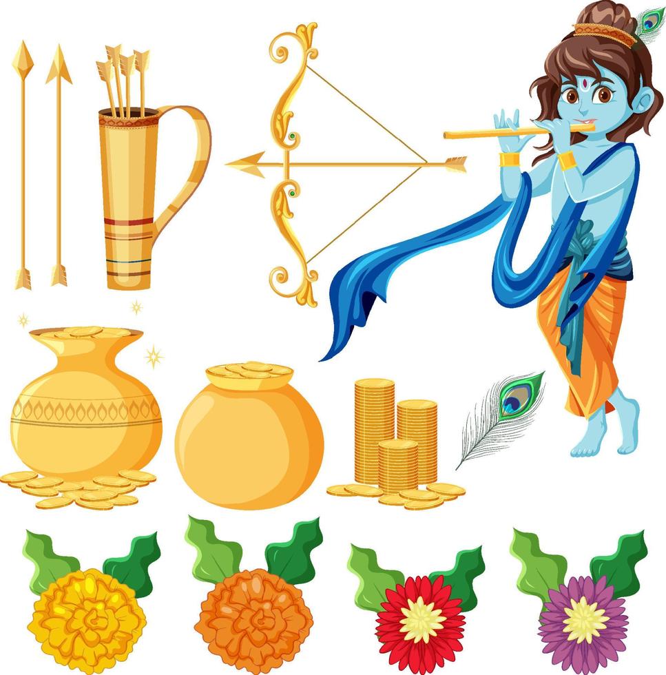 Indian god and golden bow vector