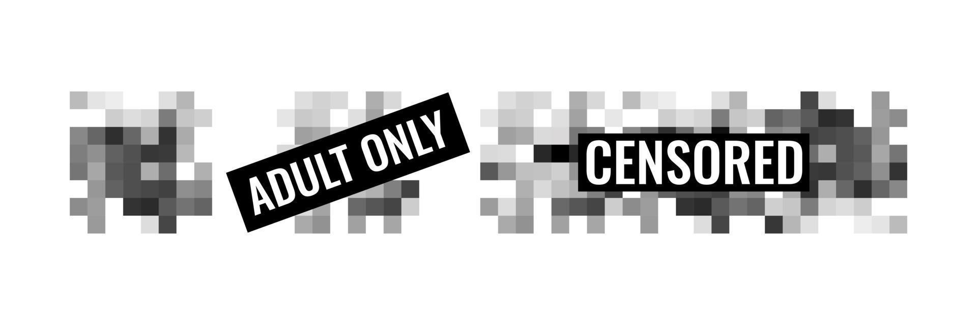Censored pixel sign flat style design vector illustration set concept isolated on white background.
