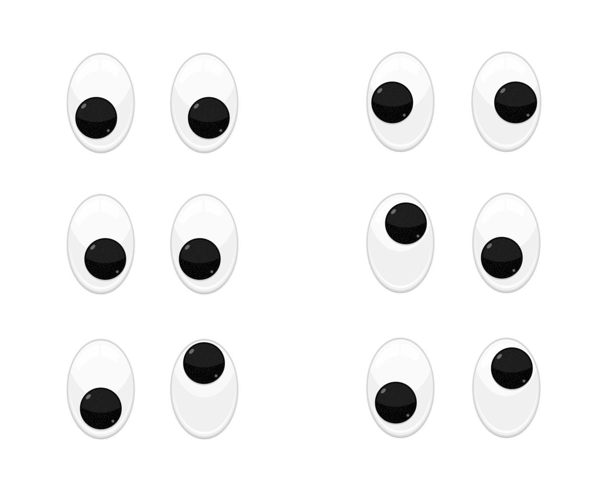 Plastic toy safety wobbly eyes flat style design vector illustration isolated on white background.
