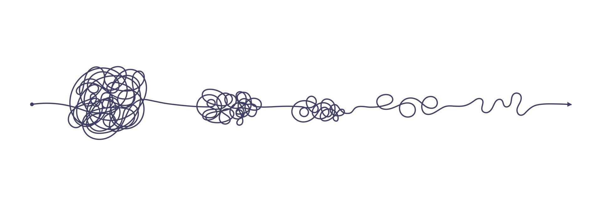 Chaos simplifying, problem solving and business solution searching challenge concept vector illustration set.