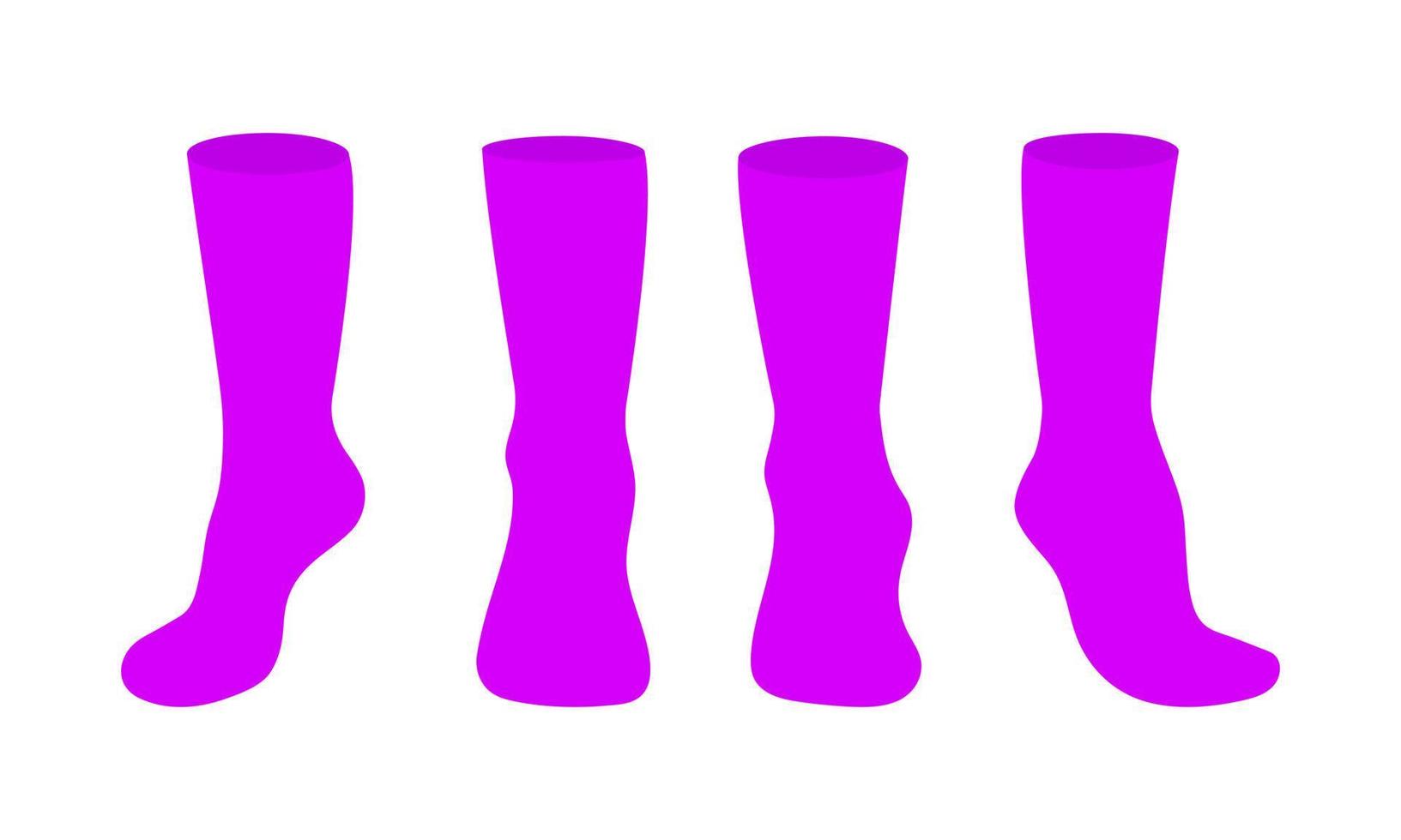 Conjunto de ilustración vectorial de diseño de estilo plano de maqueta de plantilla de calcetines morados. vector