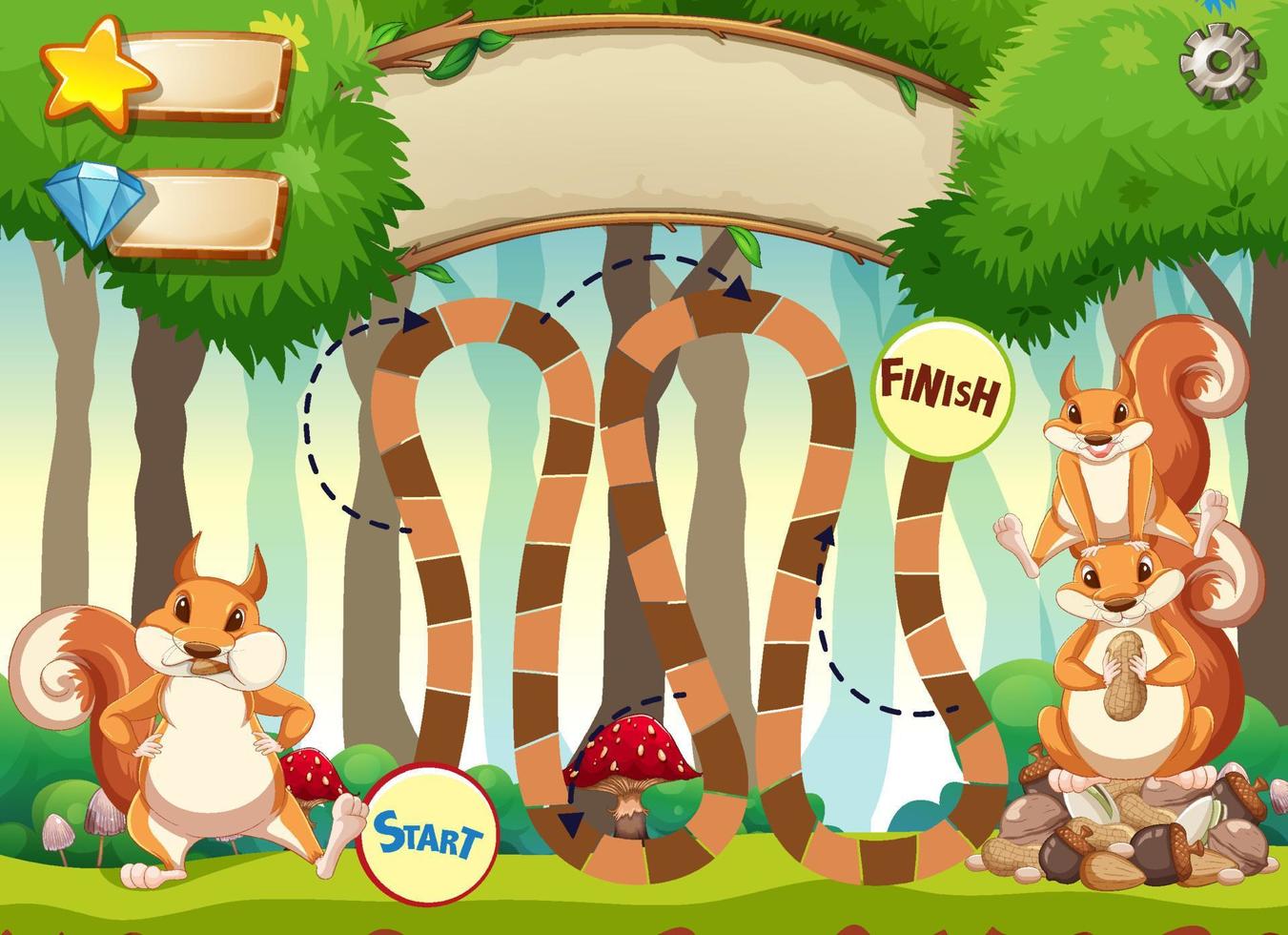 Game design with squirrels in forest vector