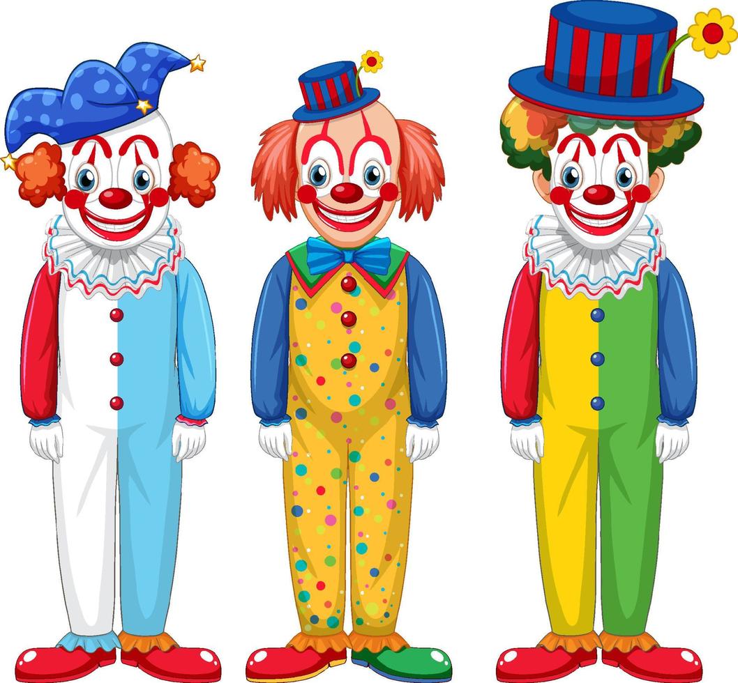 Set of clown cartoon character vector
