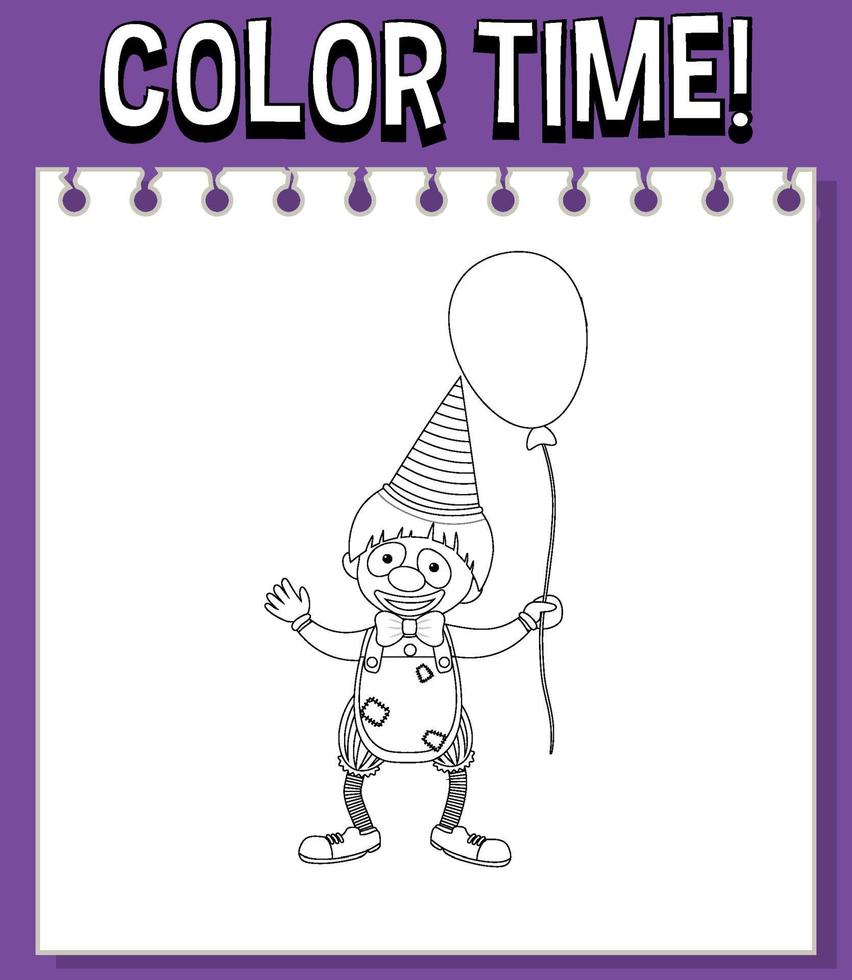 Worksheets template with color time text vector