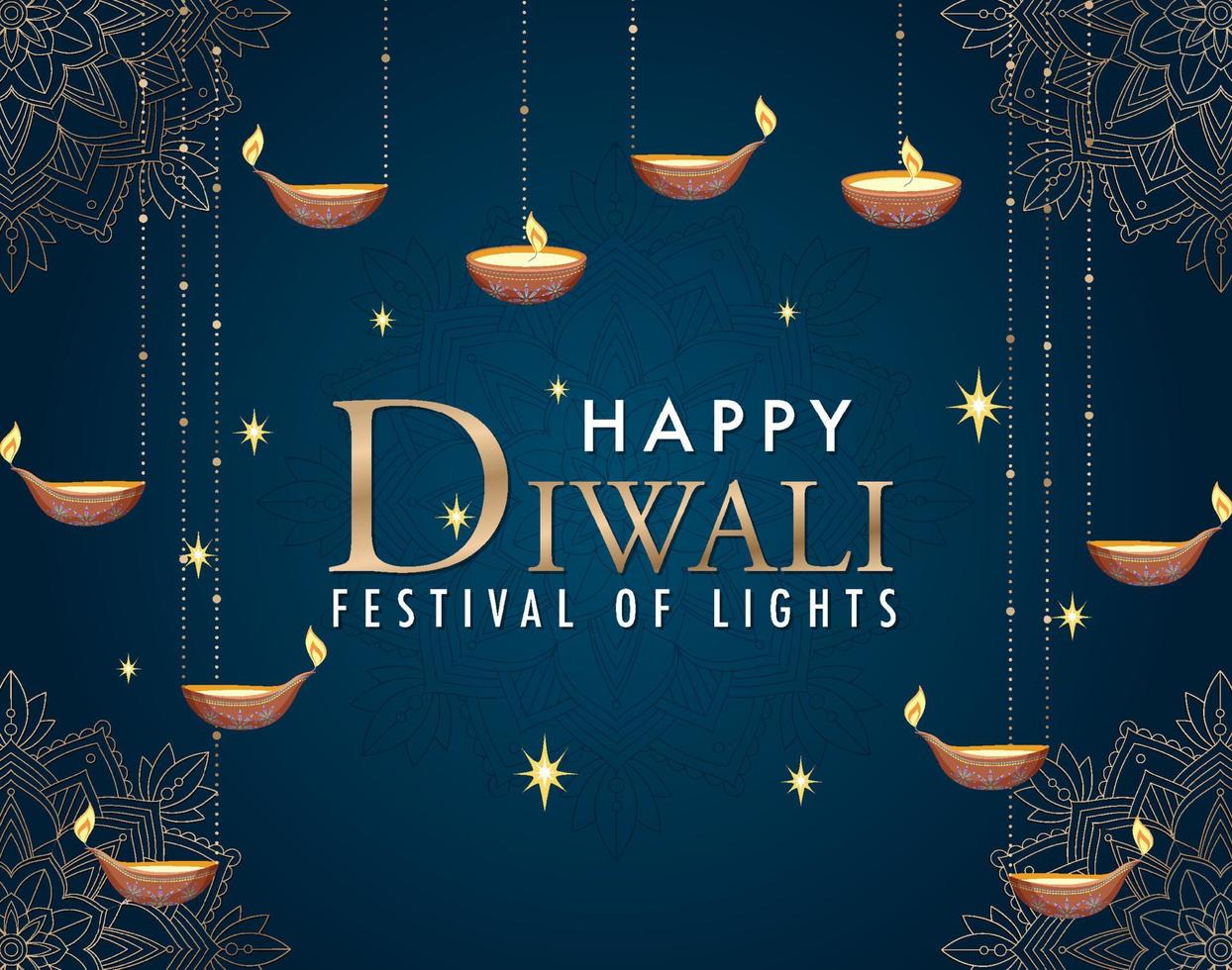 Happy Diwali festival of lights poster vector