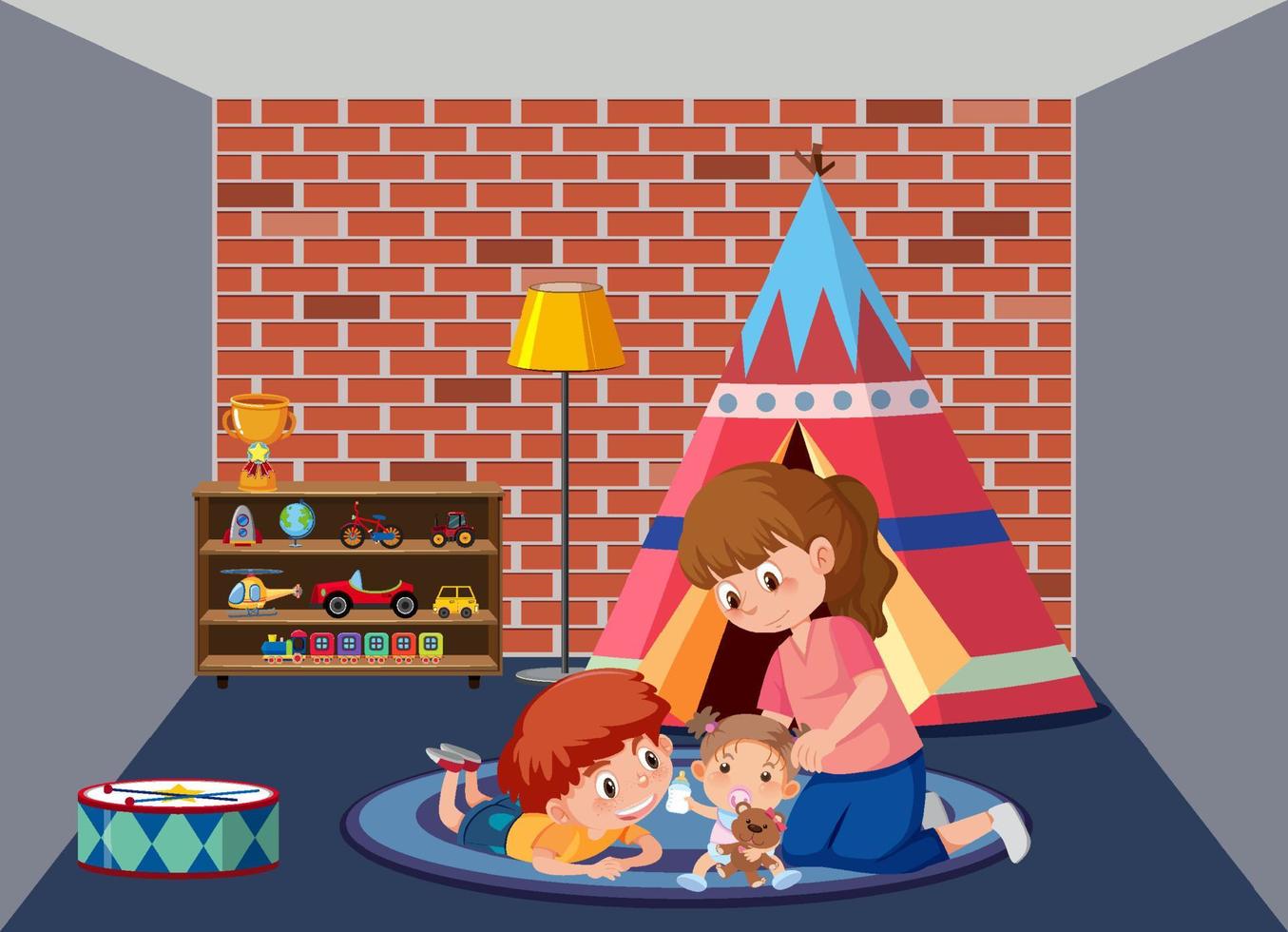 Kindergarten room with cartoon characters vector