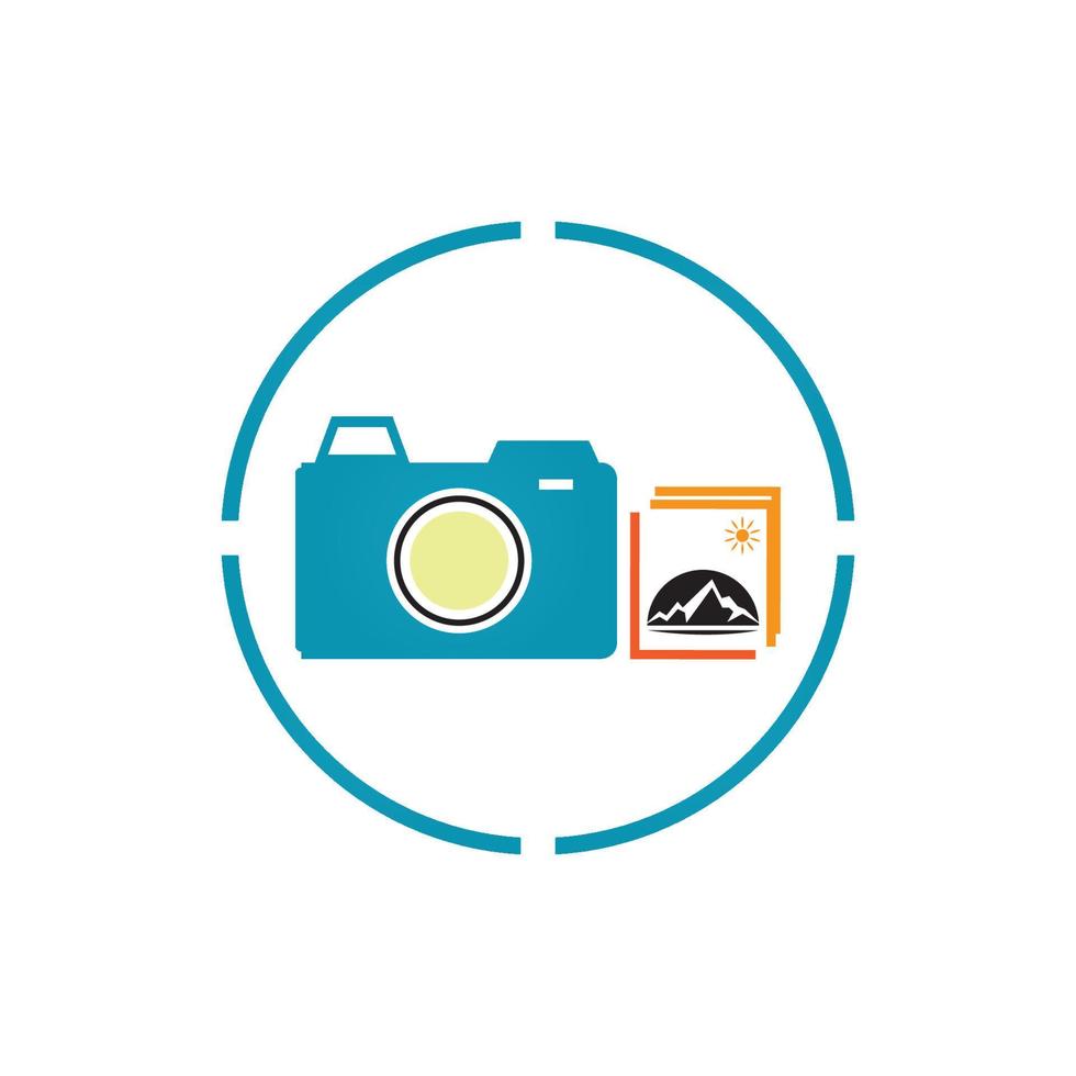 Camera with photo icon vector background