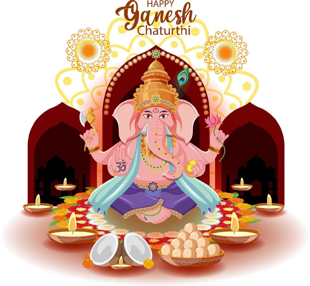 feliz ganesh chaturthi cartel vector