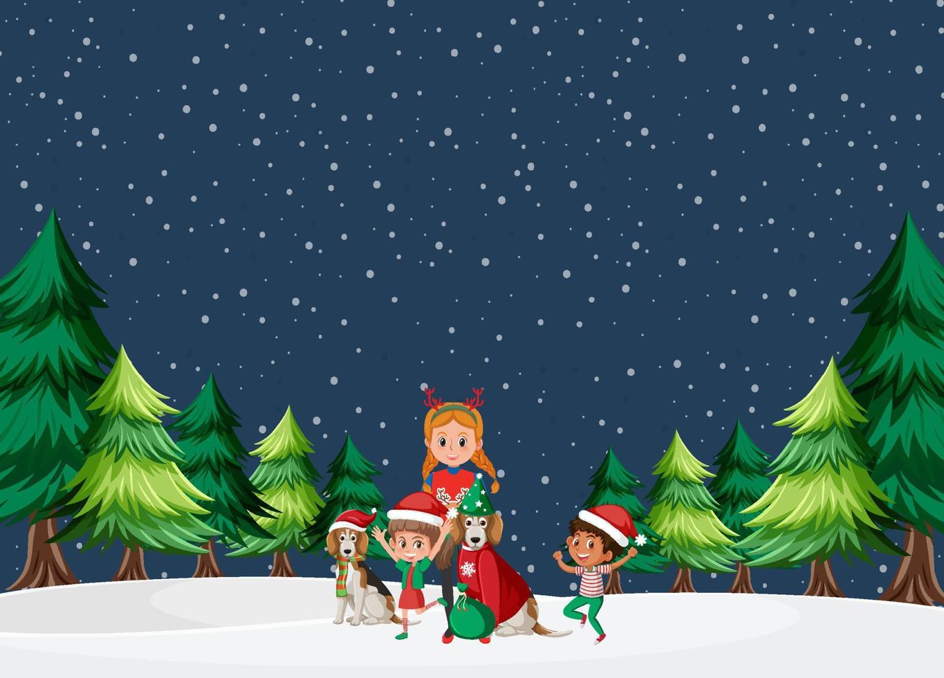 Christmas holidays with children in the snow vector