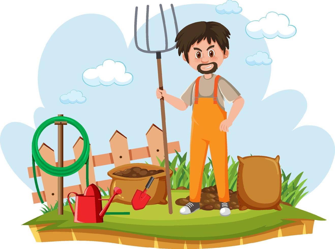 Farmer and many tools vector