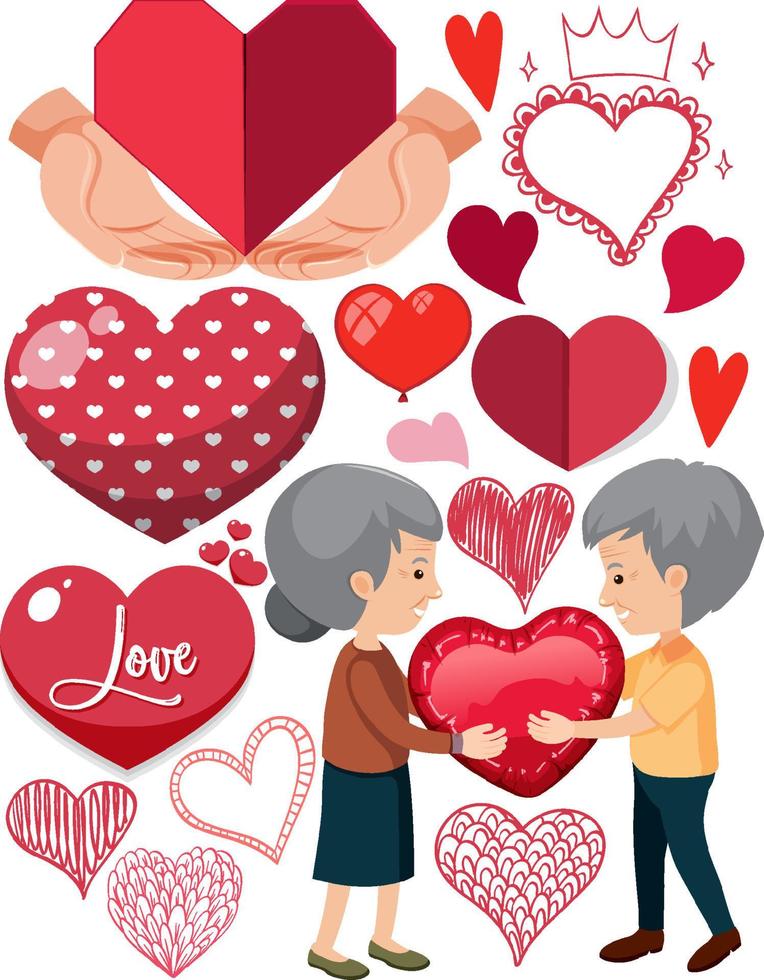 tema de San Valentín con muchos corazones vector