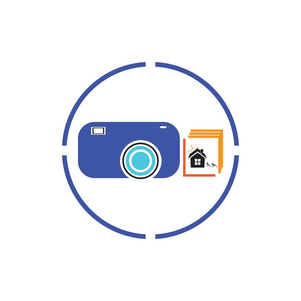 Camera with photo icon vector background