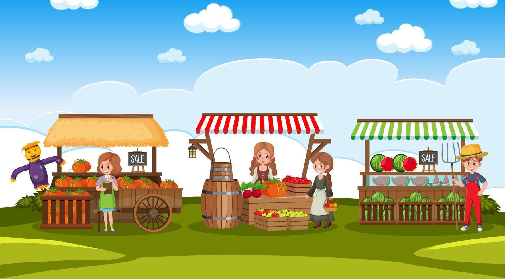 Flea market concept with fruit store vector