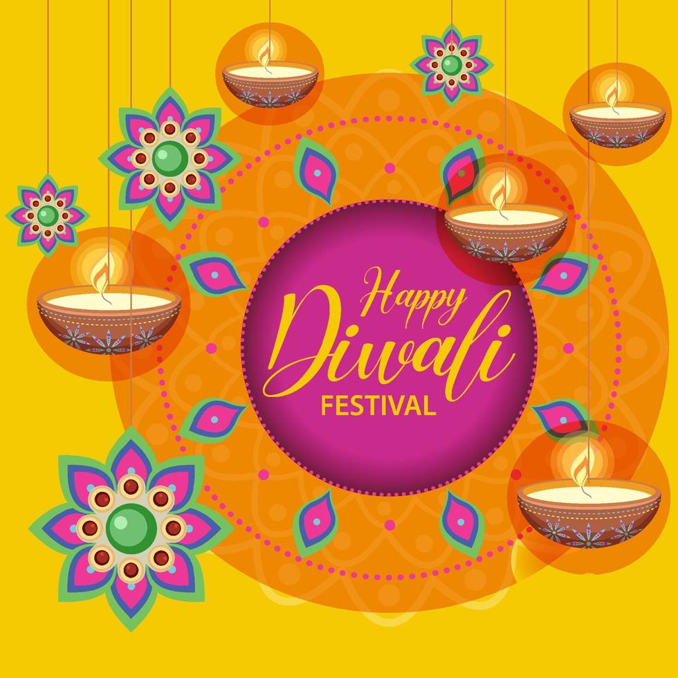 cartel del festival indio feliz diwali vector