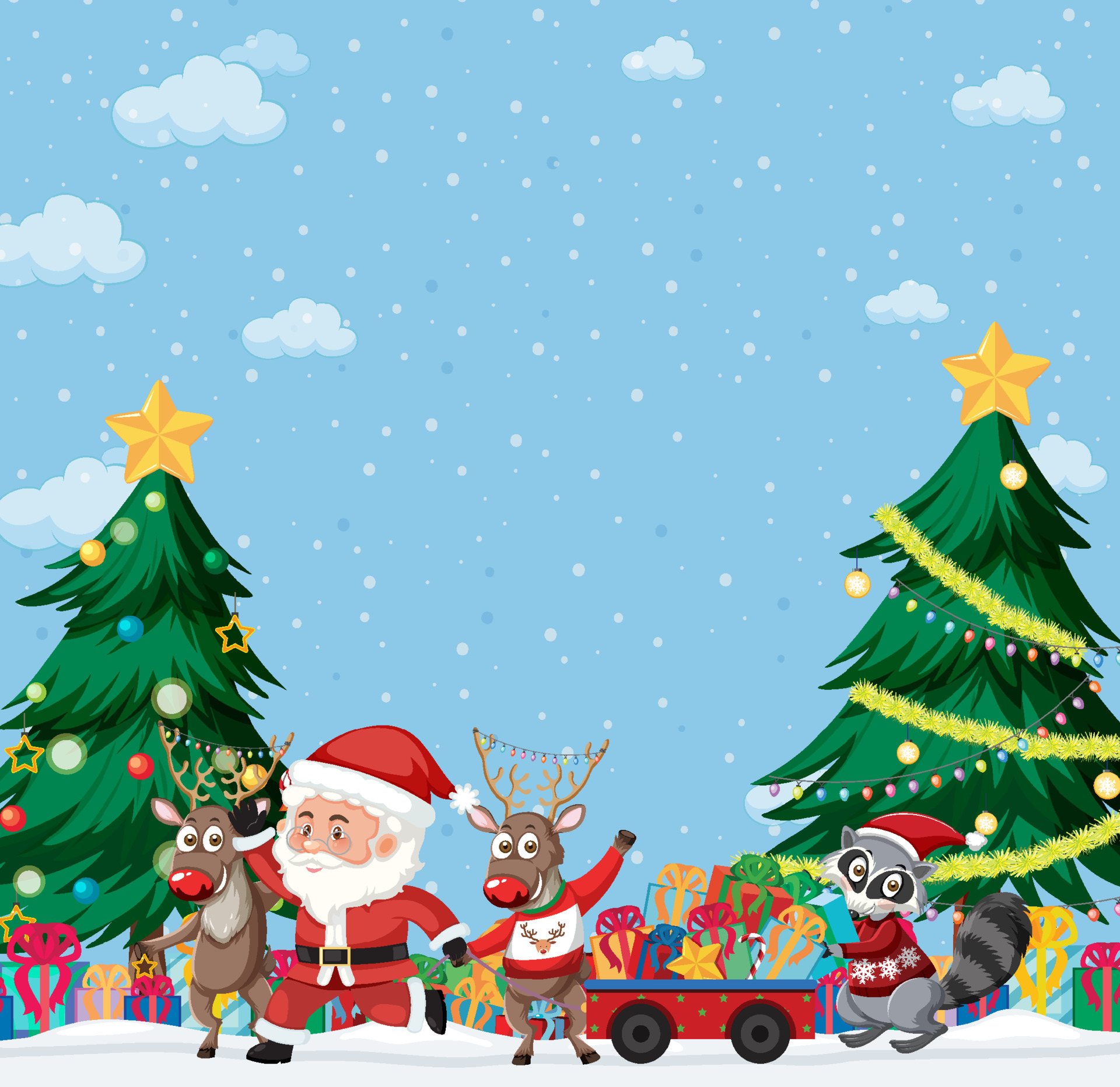Christmas holidays with Santa and presents 7107523 Vector Art at Vecteezy