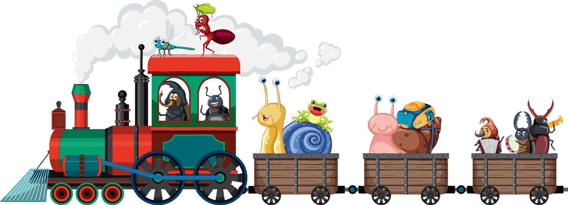 Many insects riding on the train vector