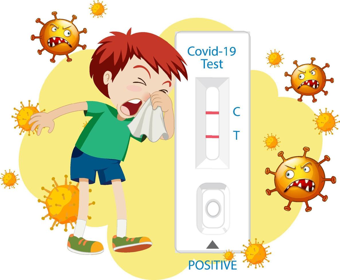 Covid 19 testing with antigen test kit vector