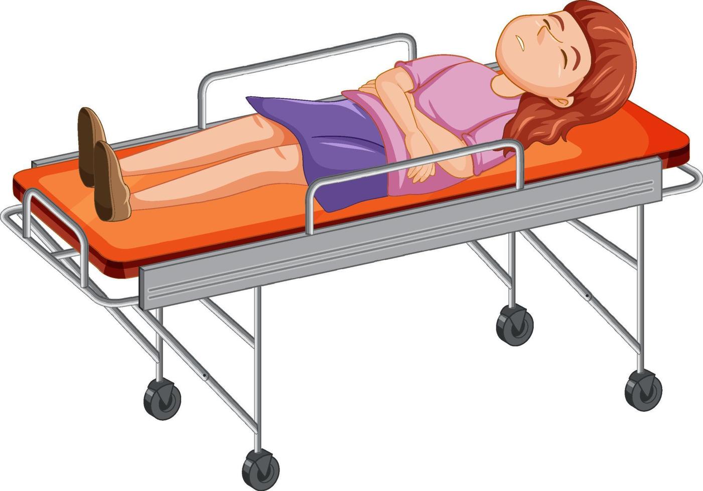 A girl injure lay on emergency bed vector