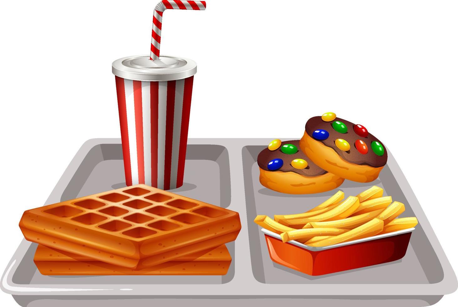 Fast food meal set on white background vector