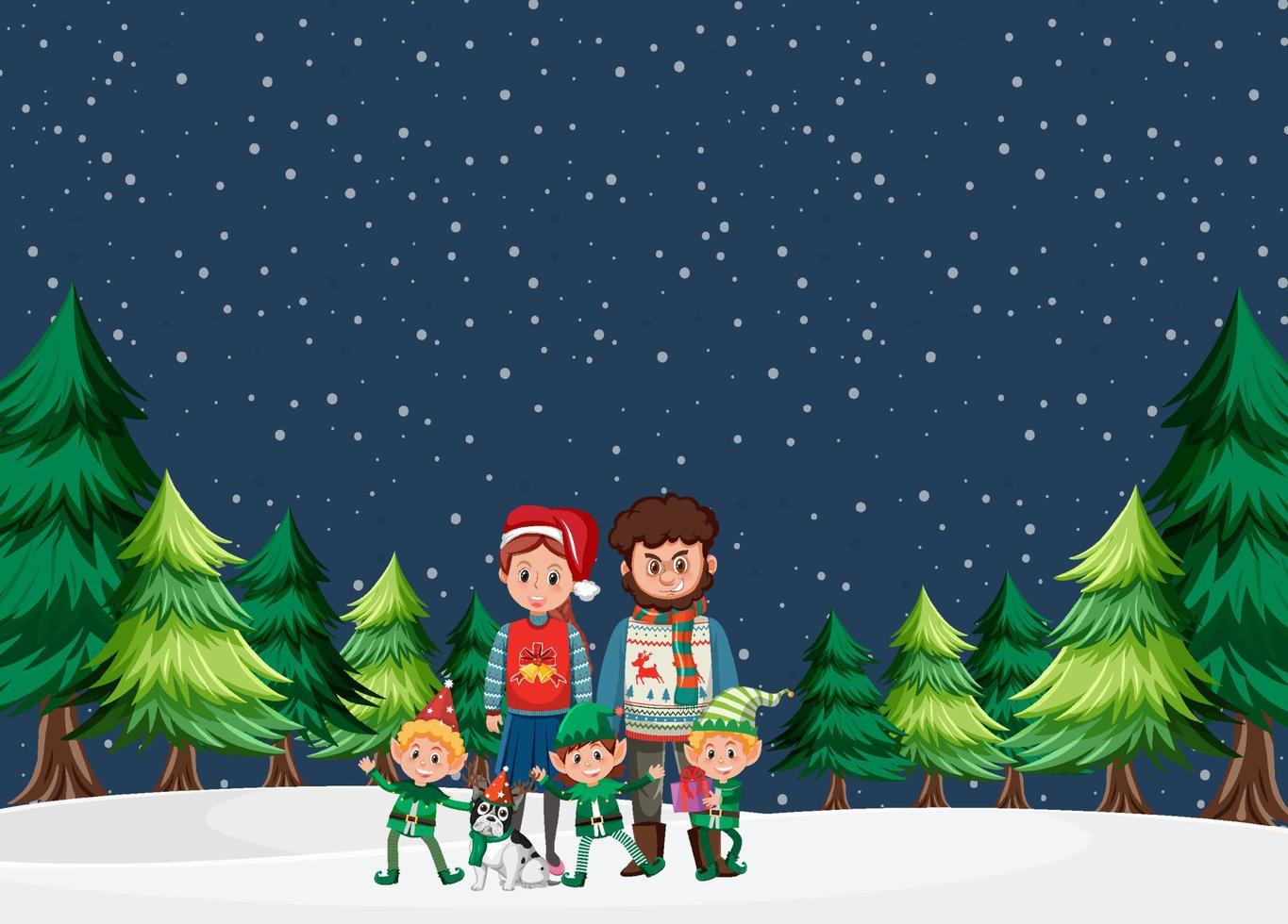 Christmas holidays with family in the snow vector